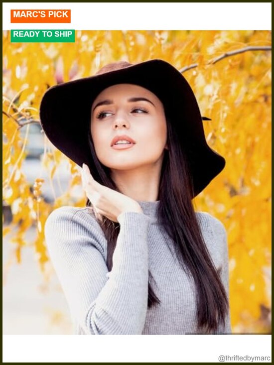 100% Wool Foldable Wide Brim Retro Fedora Floppy Felt Bowler Hat main image 5